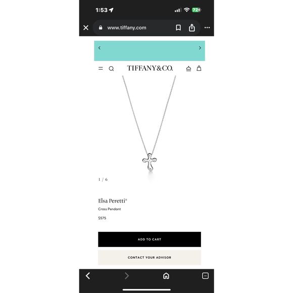 TIFFANY & CO. Cross Pendant Necklace Elsa Peretti Spain Sterling Silver 925 T & - Picture 7 of 8